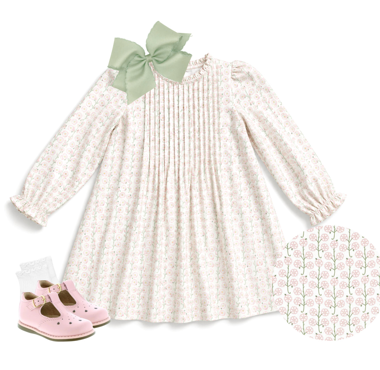 Pink and sage flower dress