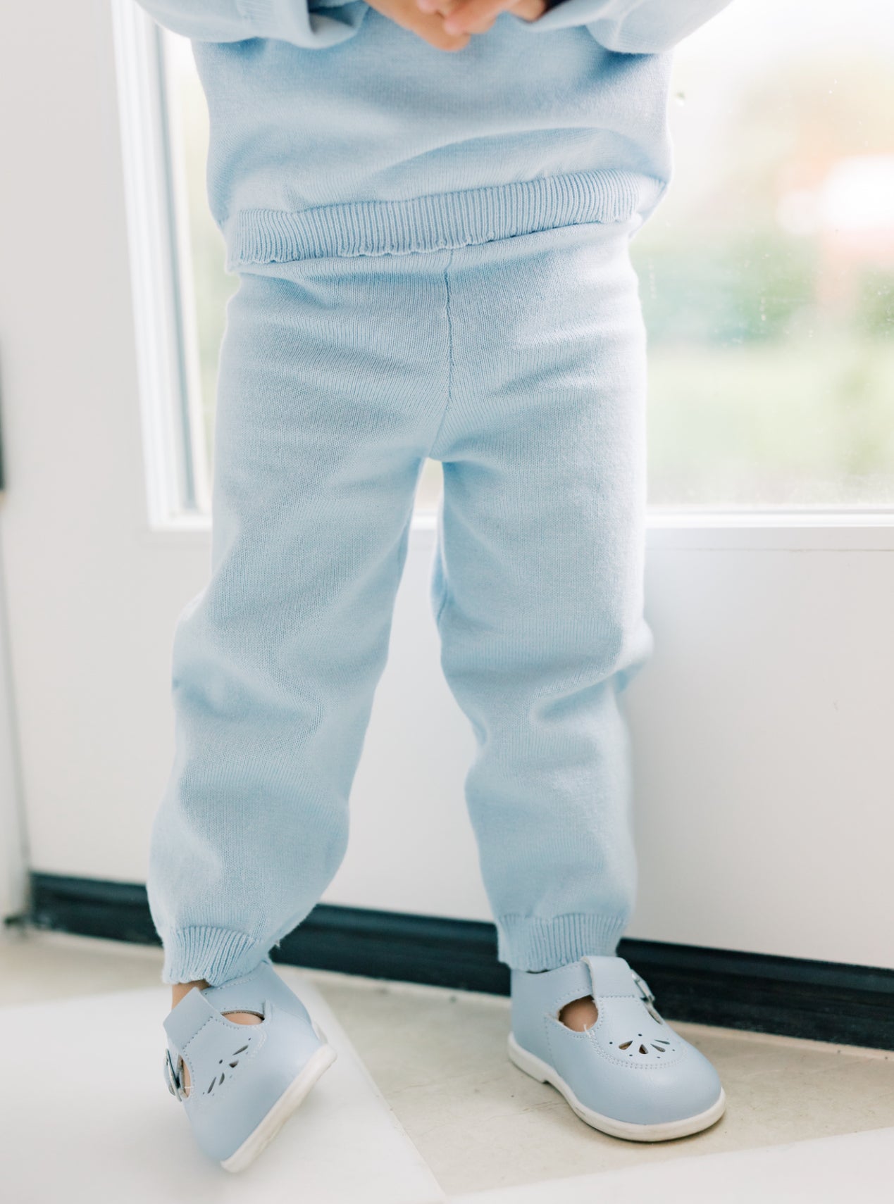 Blue SCALLOP organic cotton knit set