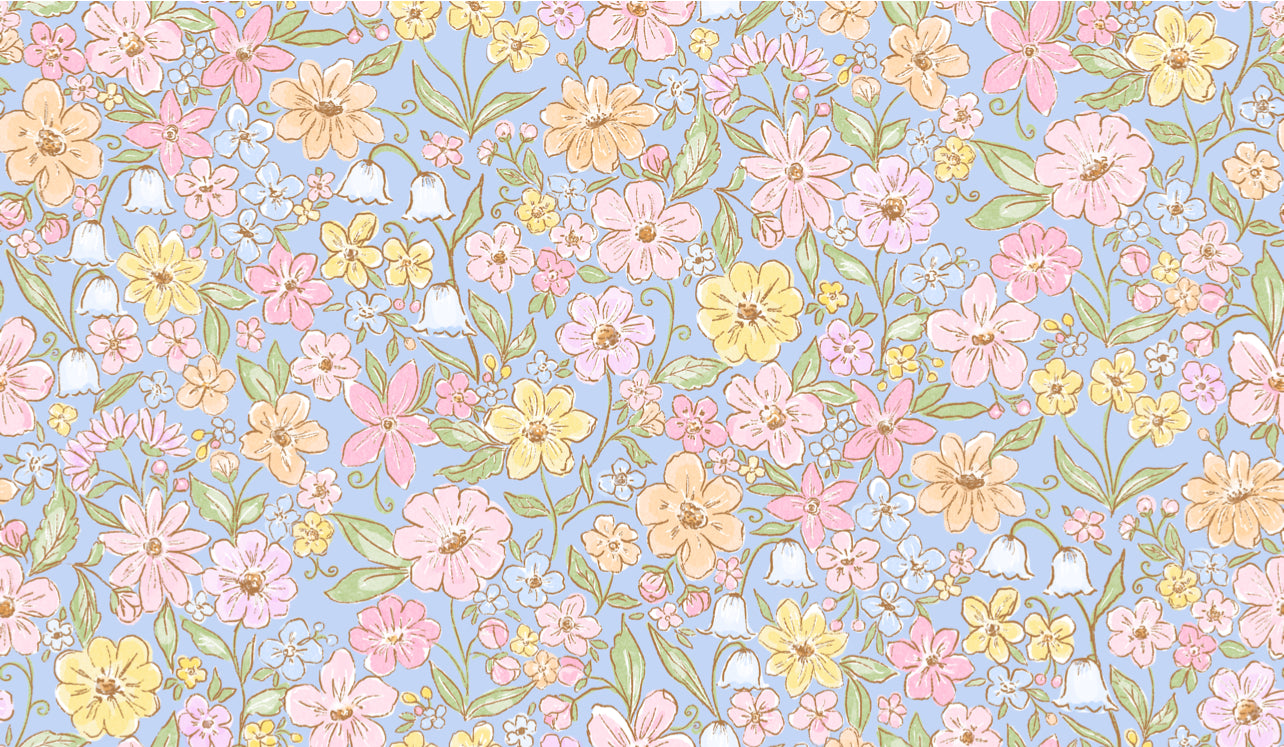 Light blue floral Appliqué square 8”x8”