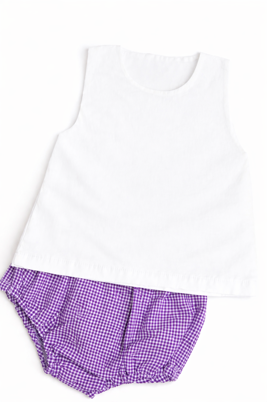Purple gingham diaper set