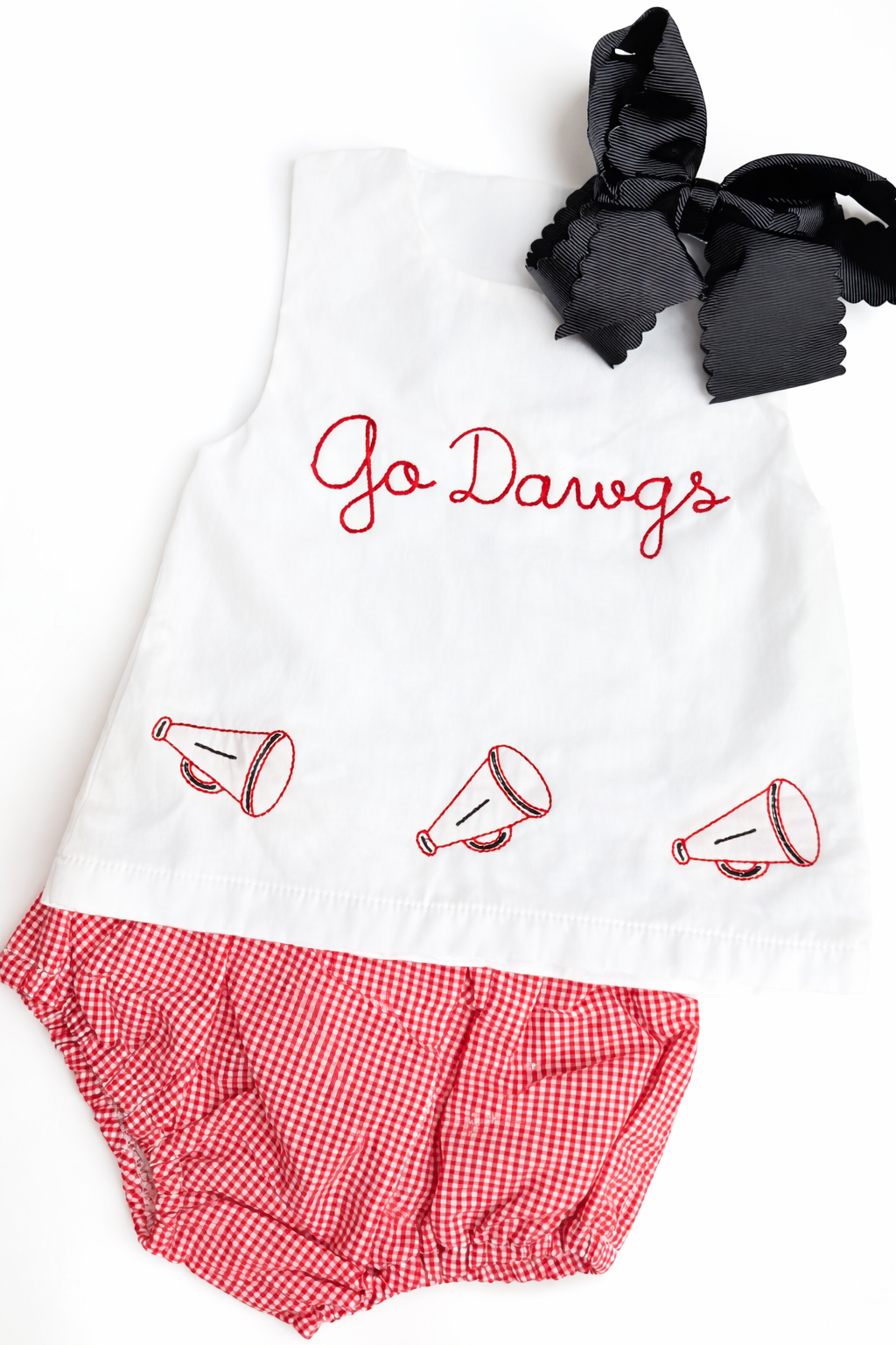 Red gingham diaper set
