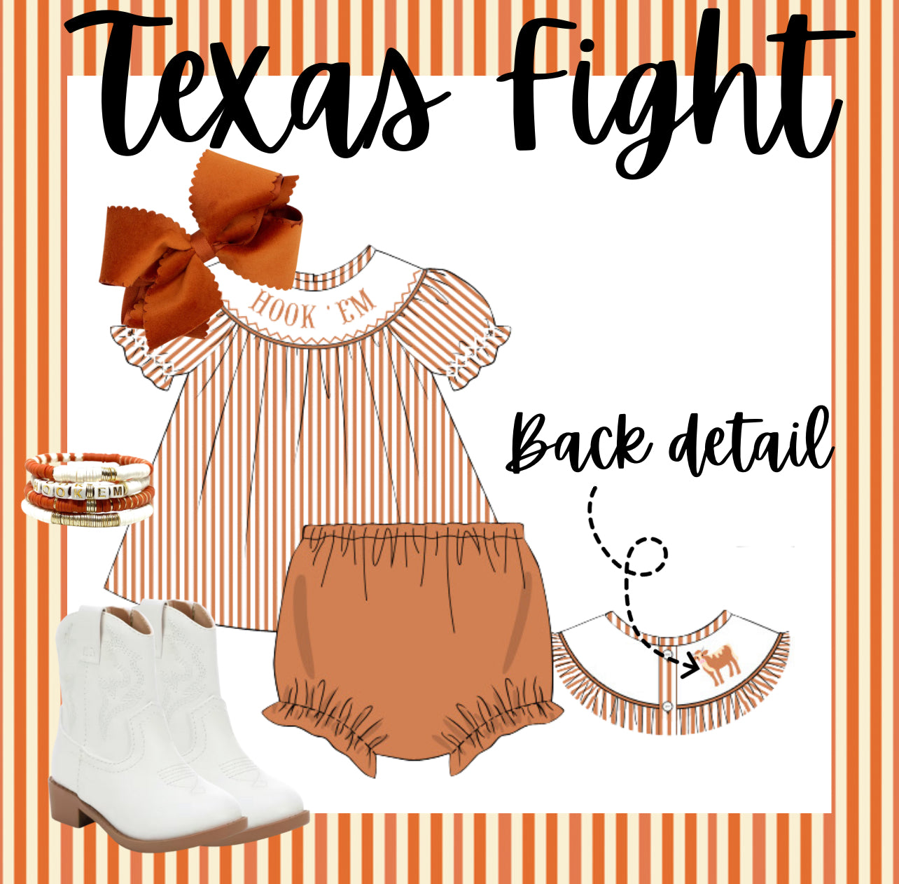 Hook ‘Em hand smocked set