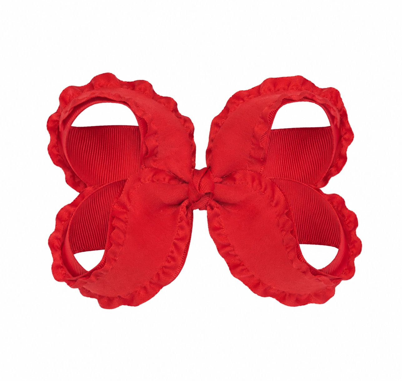 Double red 6” ruffle bow