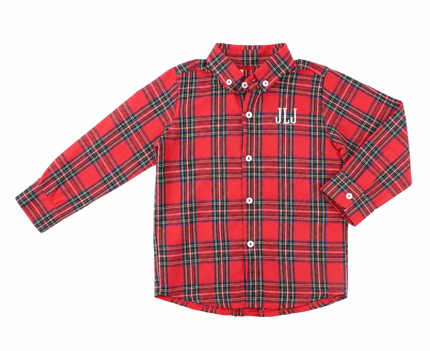 Boy monogram plaid shirt