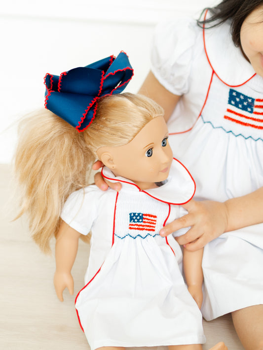 Doll smocked flag dress
