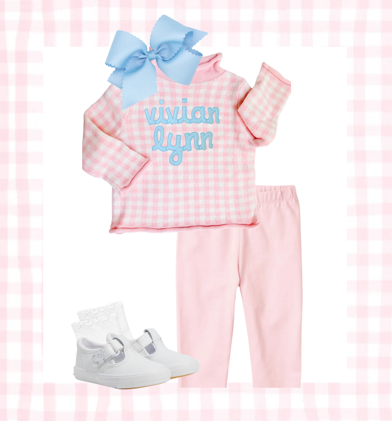 Pink Gingham Sweater