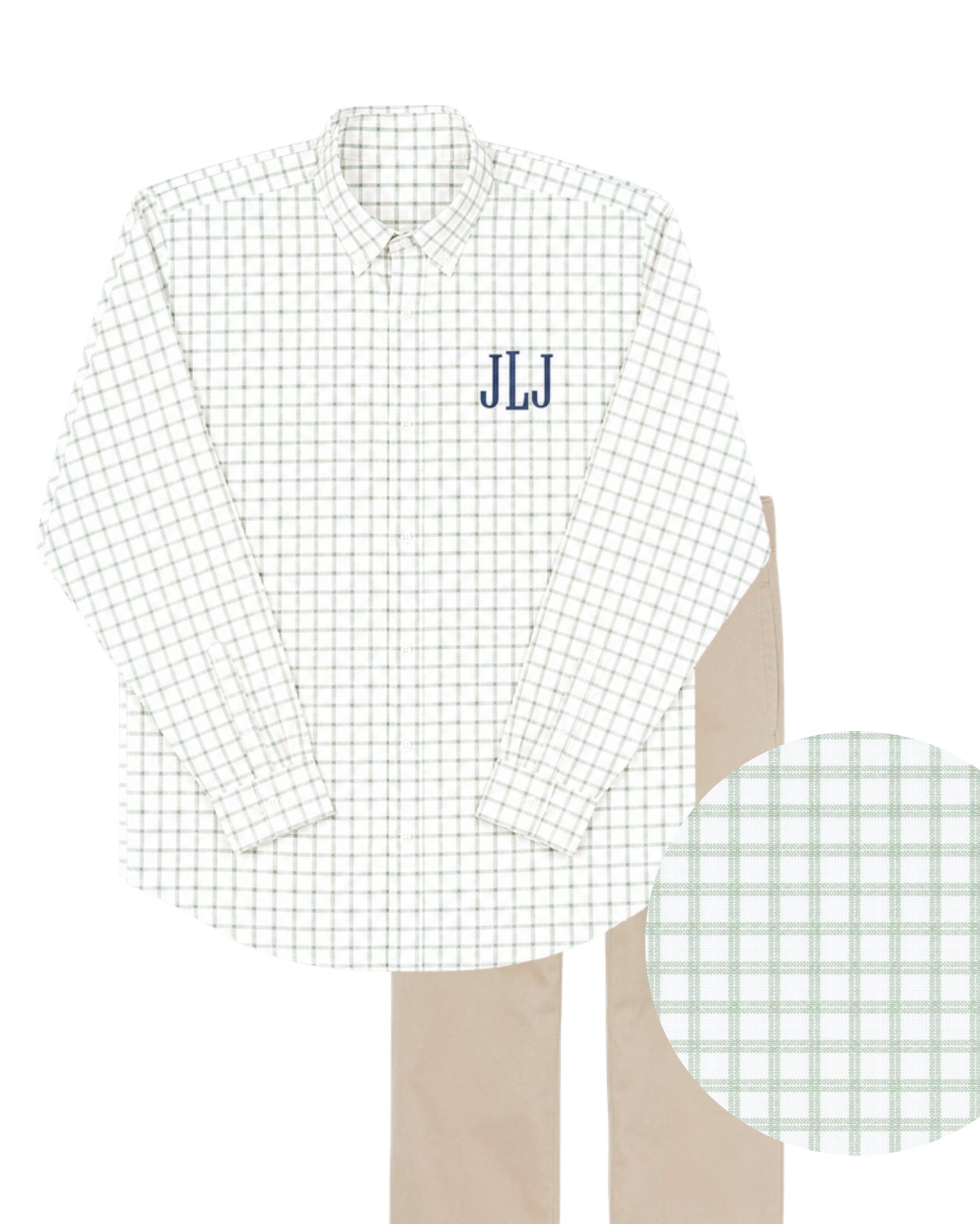 Boys long sleeve sage window pane shirt