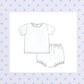 Blue and with white bitty dot diaper set