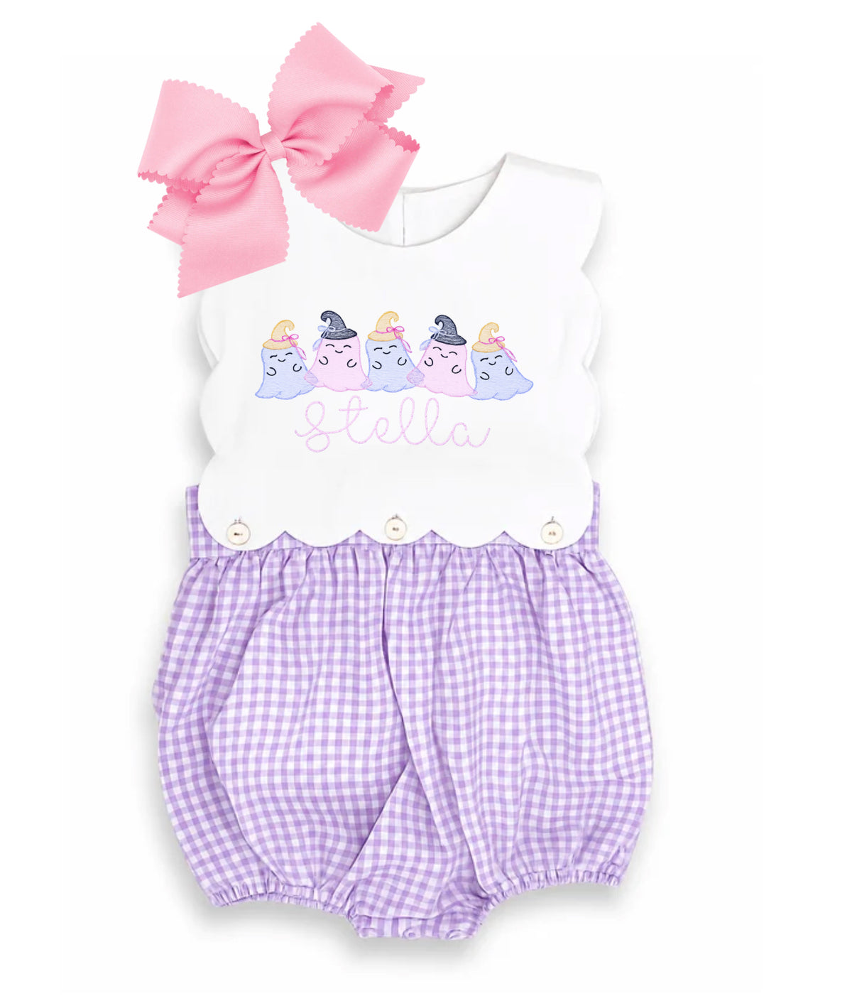 Lavender gingham scallop bubble