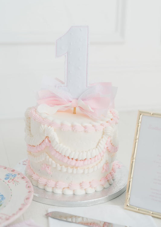 Birthday number embroidered cake topper