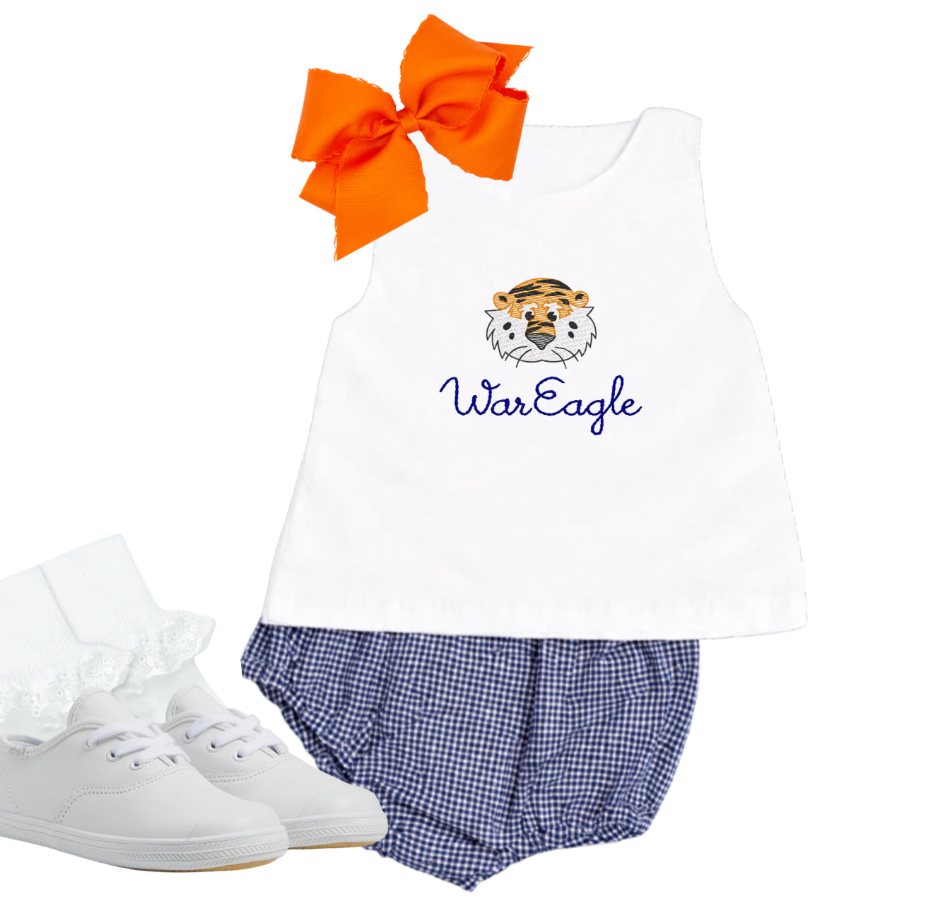 Navy gingham diaper set
