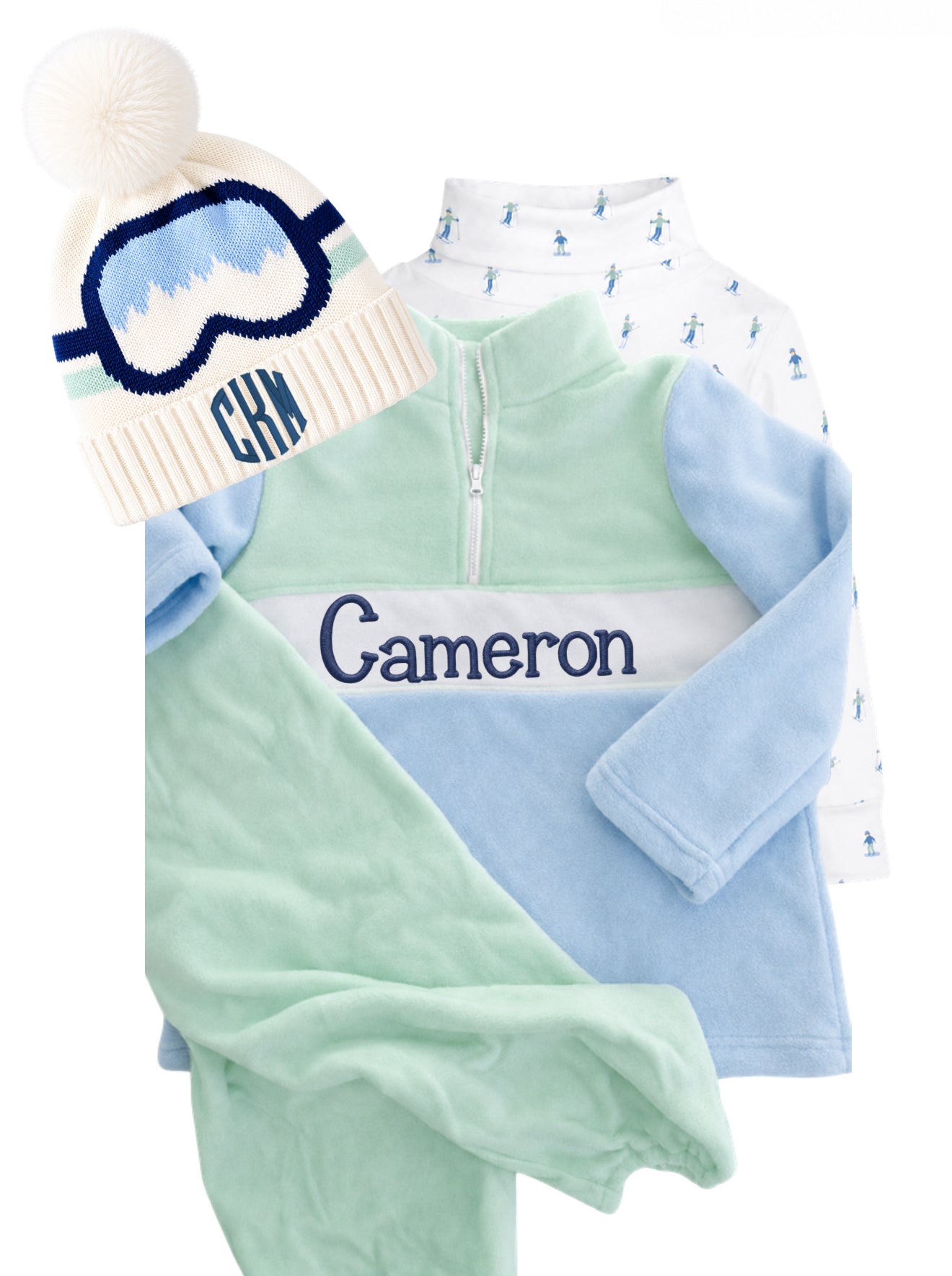 Blue and mint fleece set