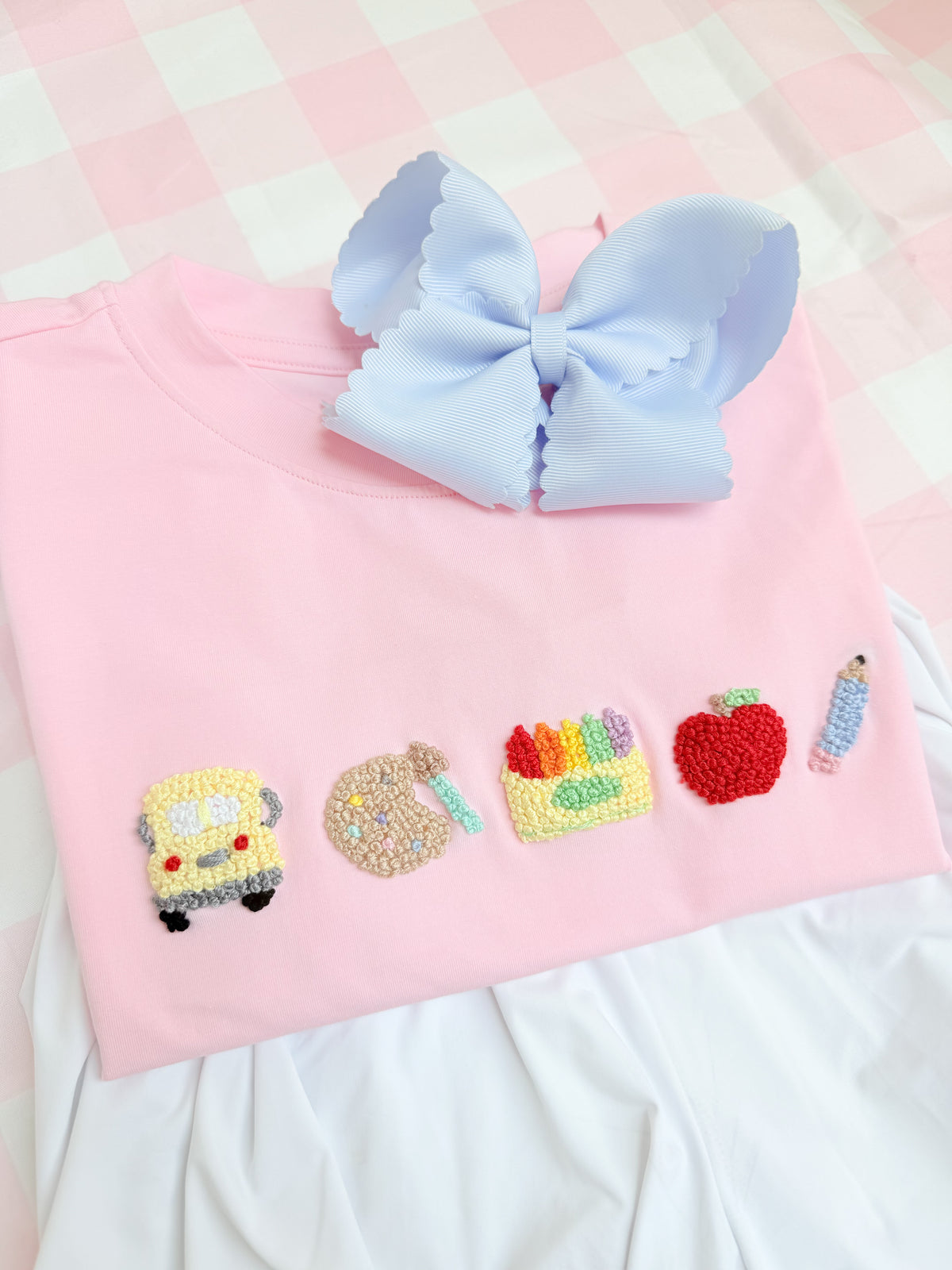 Girls French knot back to school shirt