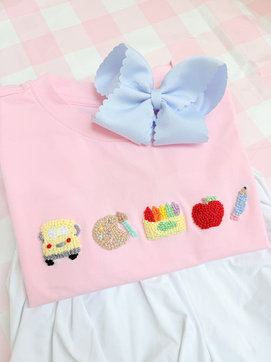 Girls French knot back to school shirt