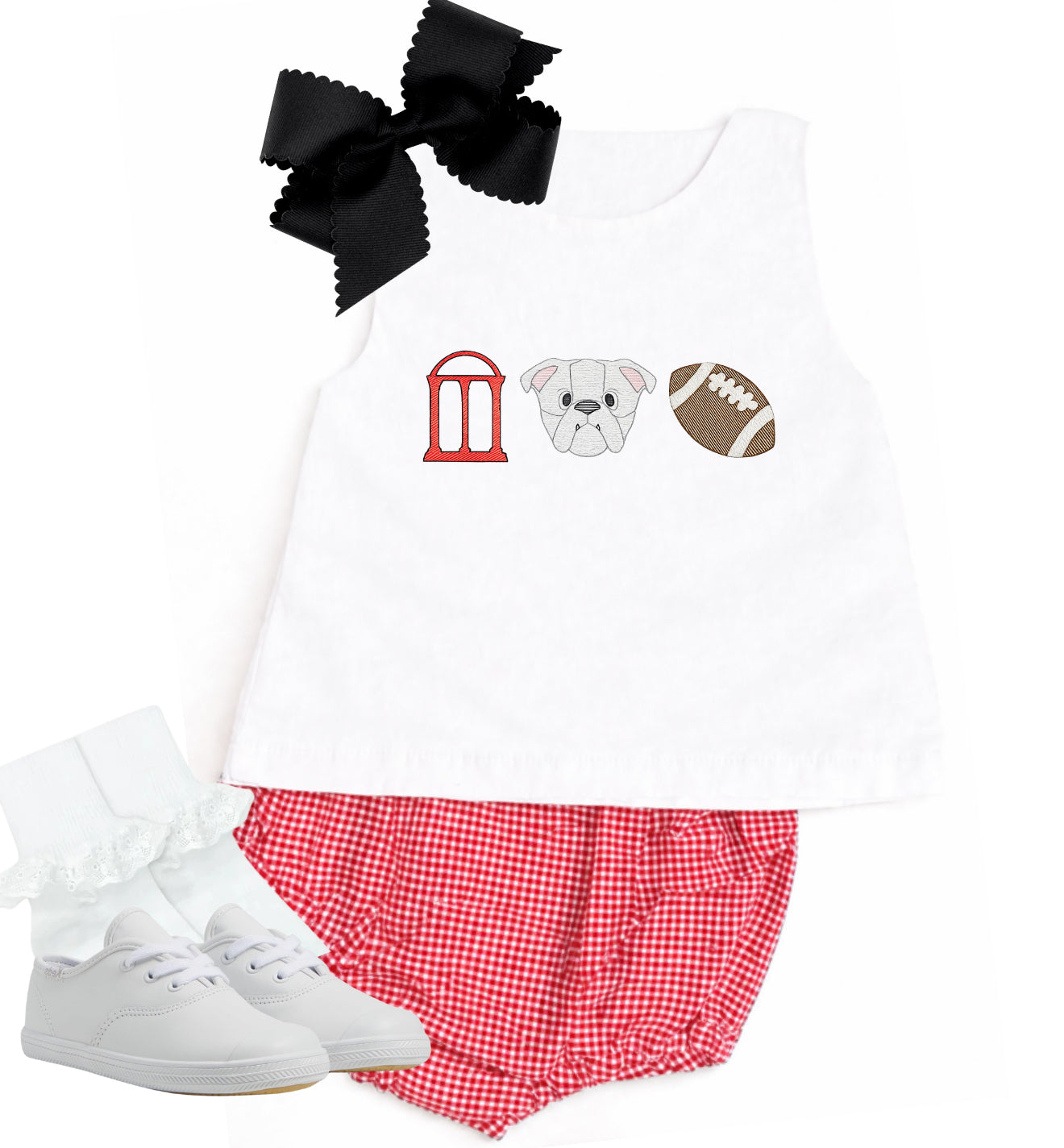 Red gingham diaper set