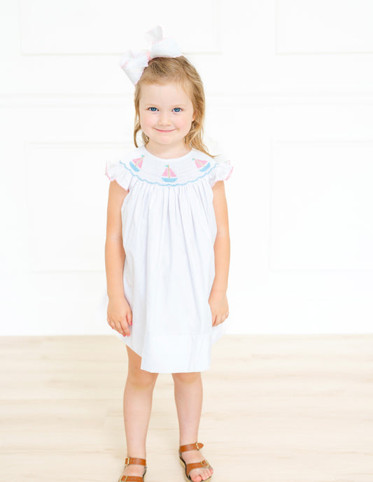 Sailboats smocked dress