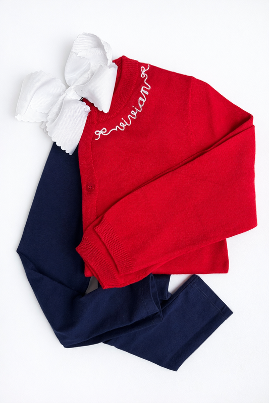 Red cardigan