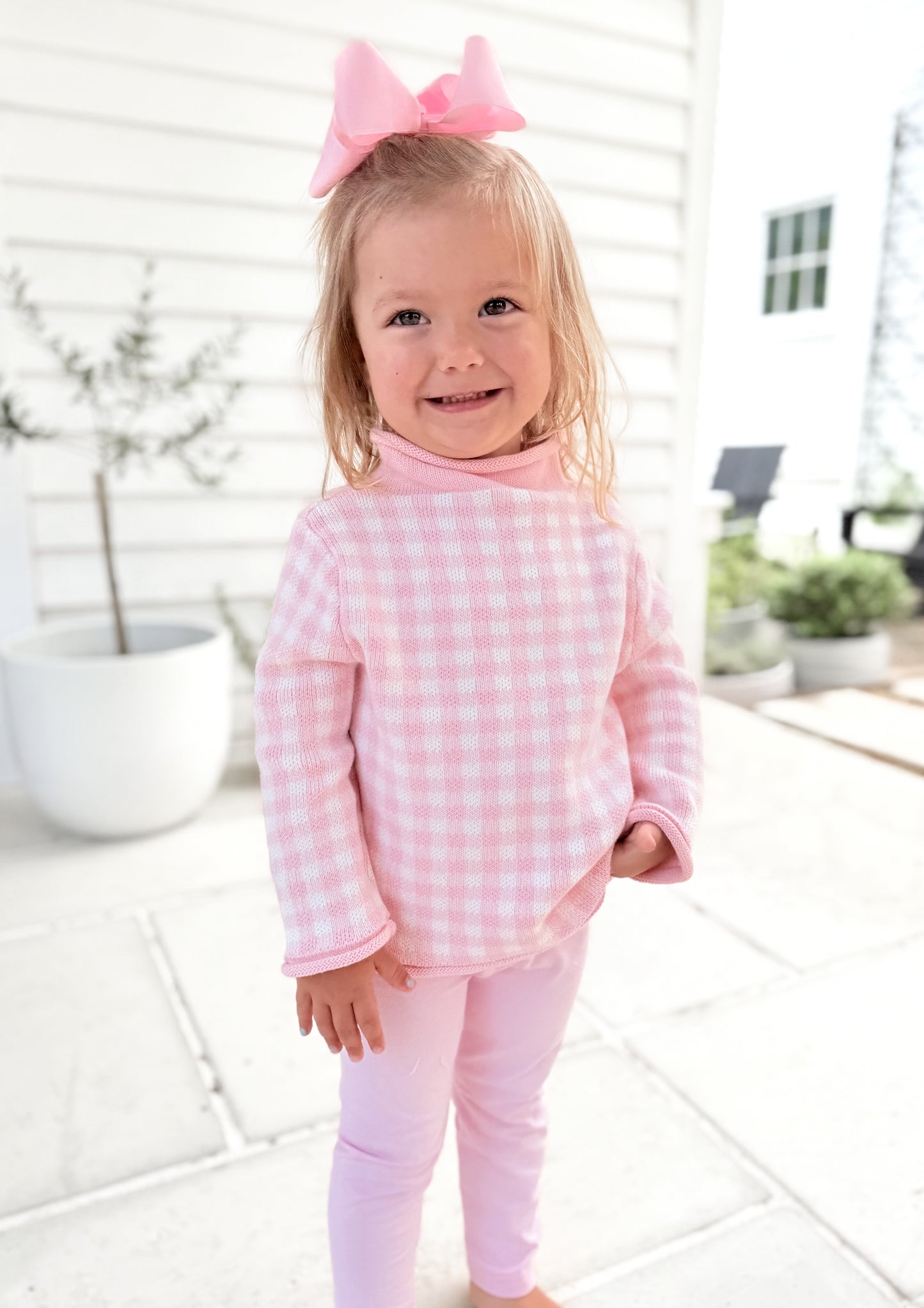 Pink Gingham Sweater