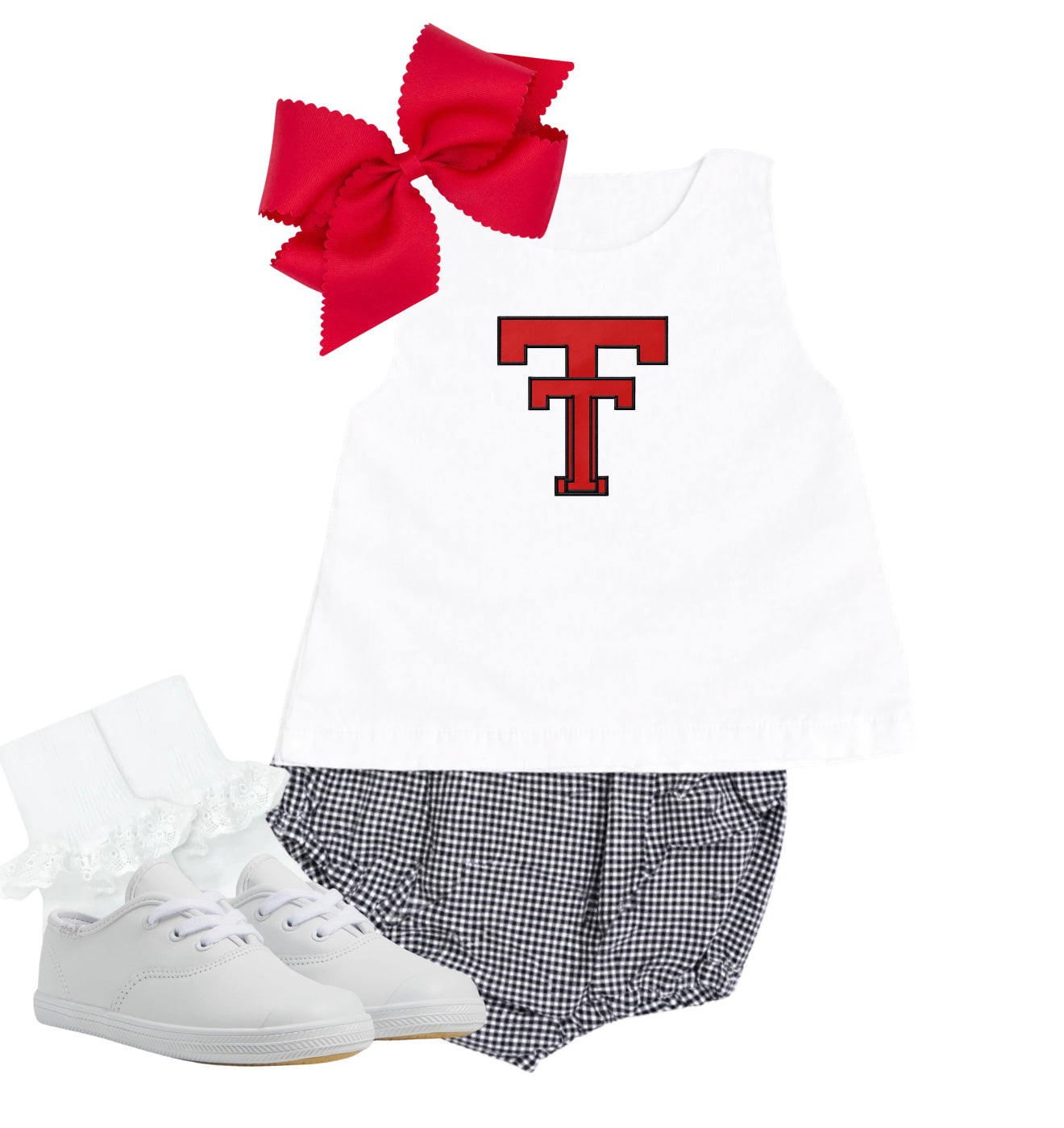 Black gingham diaper set