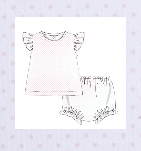 Pink with white bitty dot diaper set
