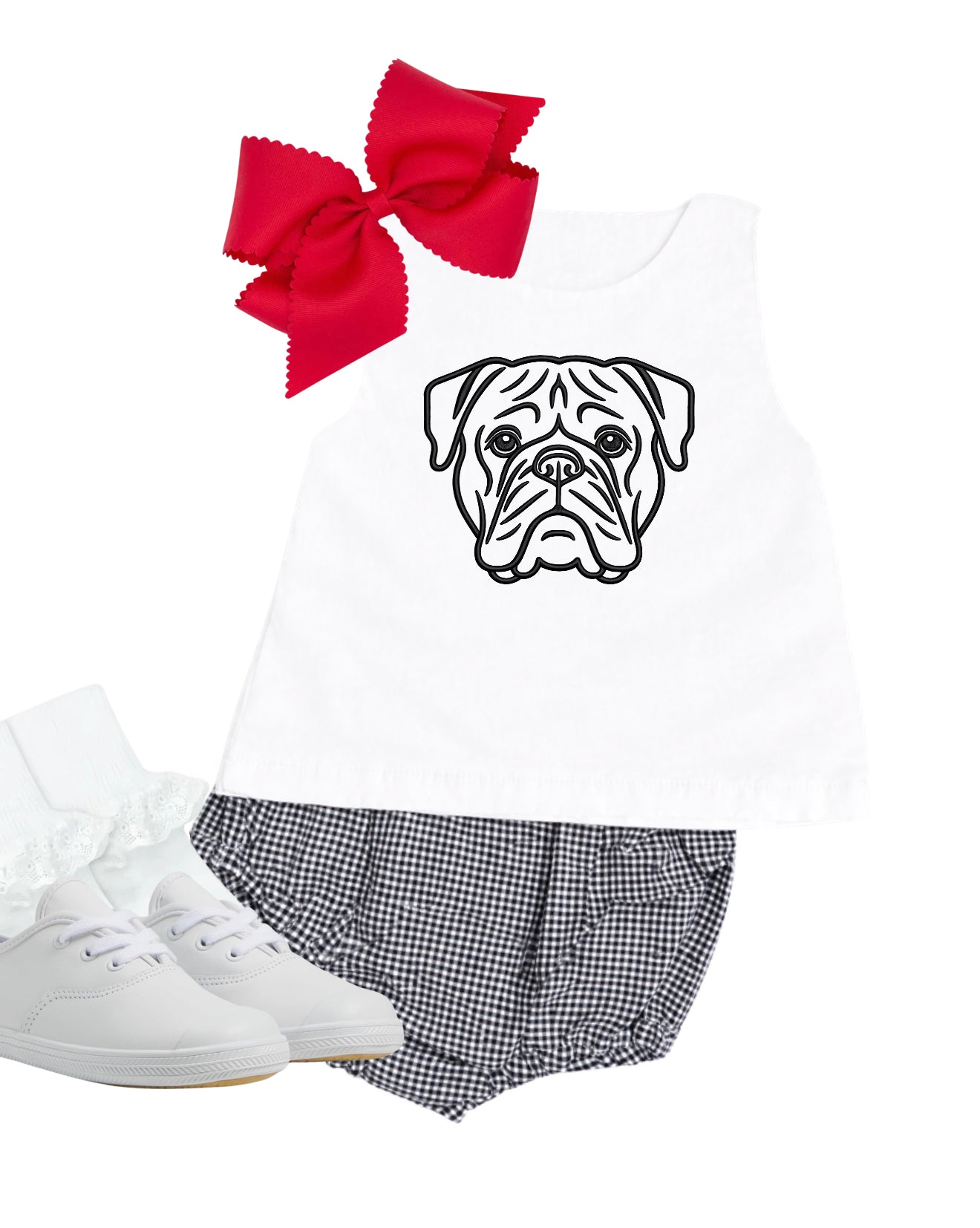 Black gingham diaper set