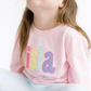 Pink rainbow appliqué name sweatshirt