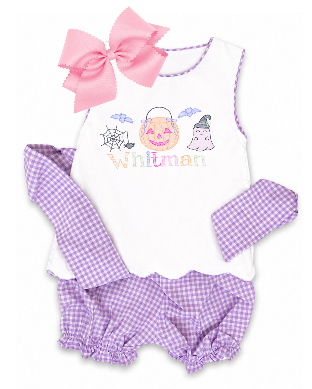 Lavender gingham bow back set