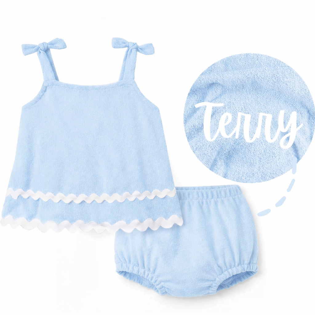 Blue Terry Ric Rac bloomer set – Yoyabee