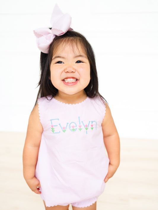 Pink with white Ric Rac diaper set