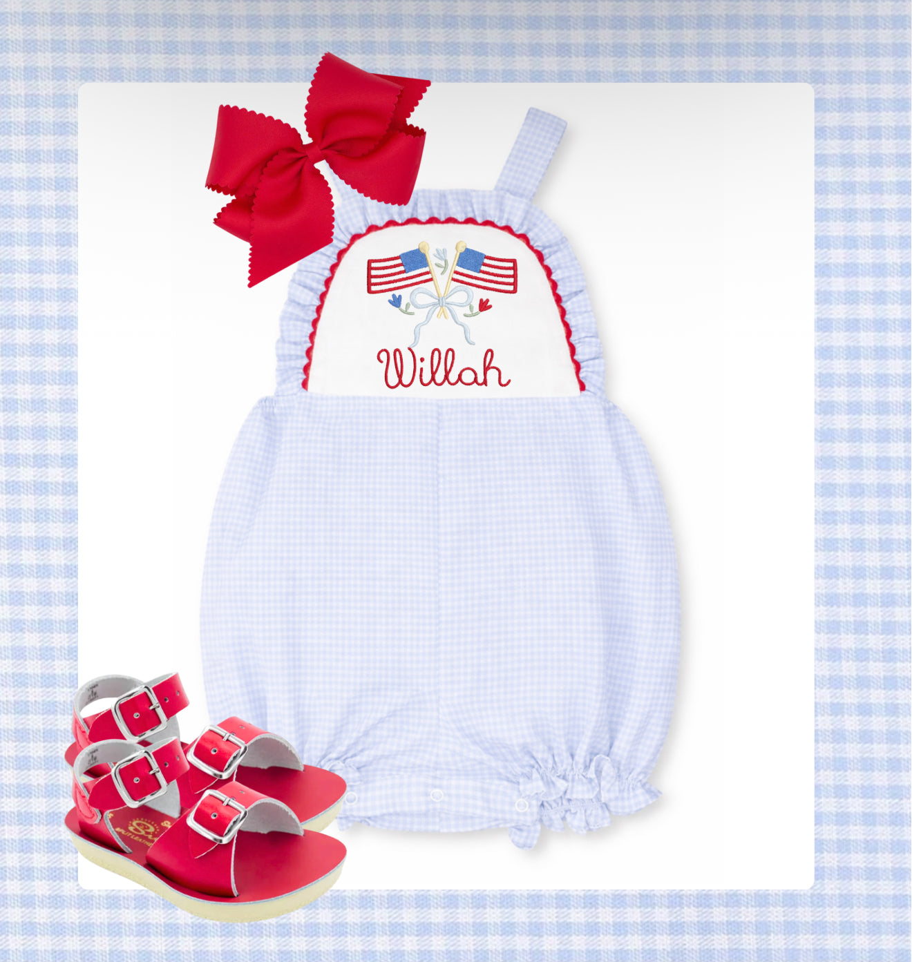 Light blue girls gingham bubble