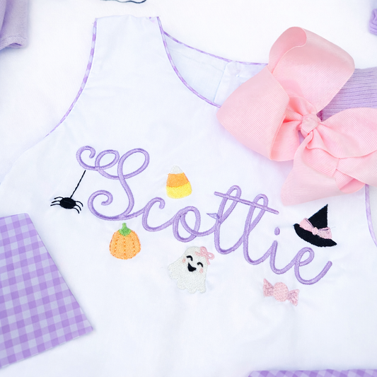 Lavender gingham bow back set