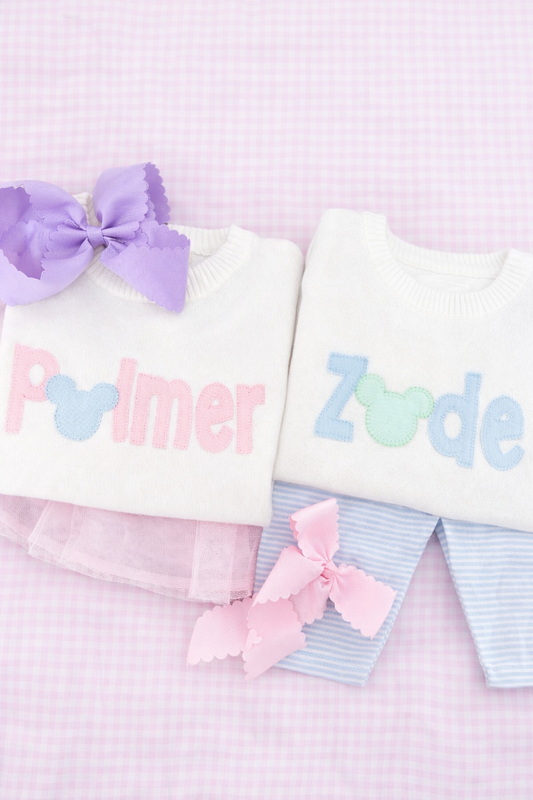Mickey applique name sweater