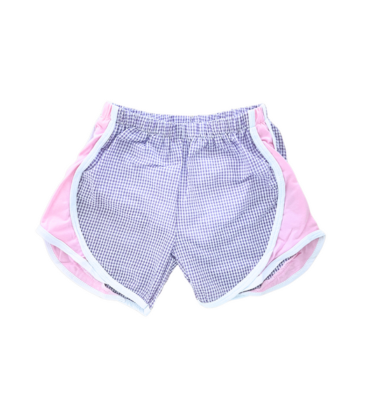 Pink and purple seersucker shorts