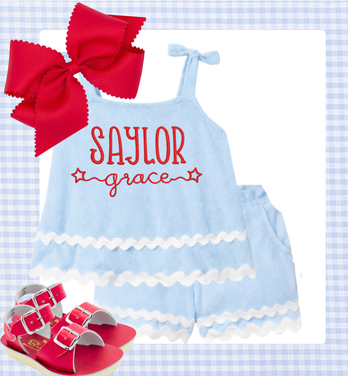 Blue Terry Ric Rac set – Yoyabee