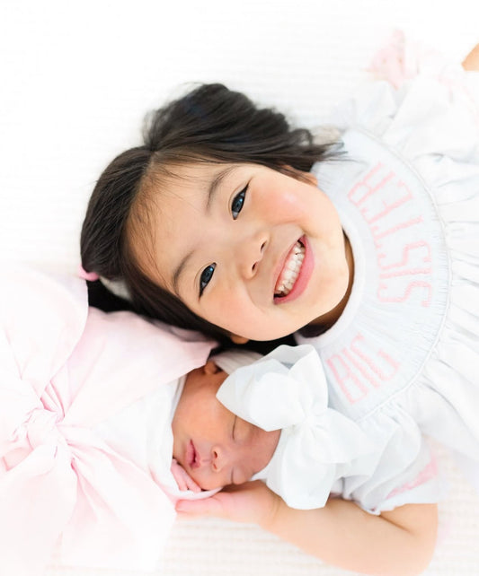 Pink big sister hand smocked dress