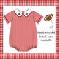 Boys red gingham french knot bubble