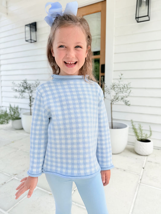 Blue Gingham Sweater