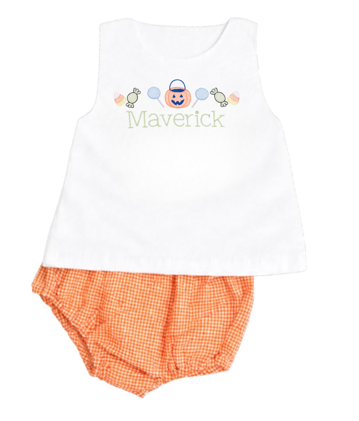 Orange gingham diaper set