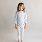 Light blue and white stripe turtle neck