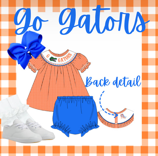 Go Gators smocked set