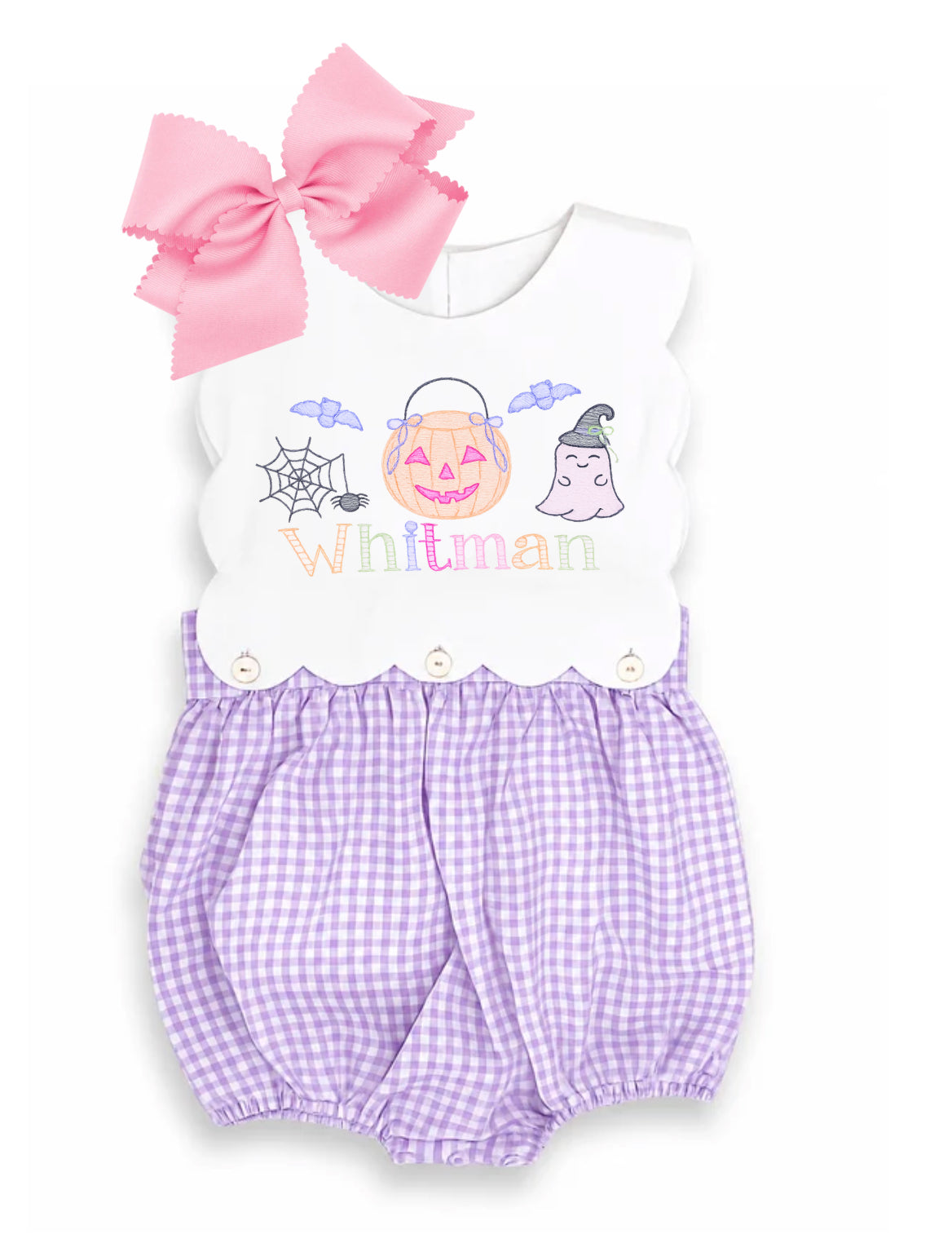 Lavender gingham scallop bubble