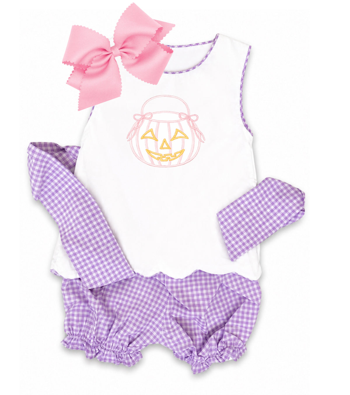 Lavender gingham bow back set