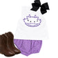 Purple gingham diaper set