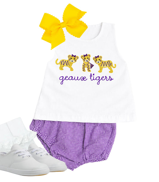 Purple gingham diaper set