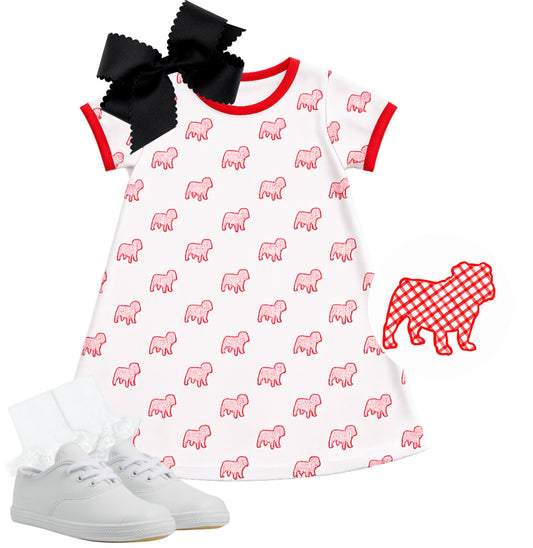 Red dog knit cotton dress