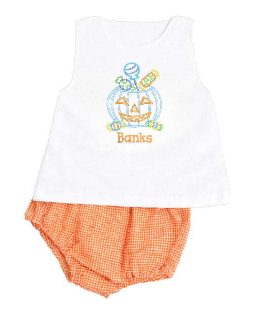 Orange gingham diaper set