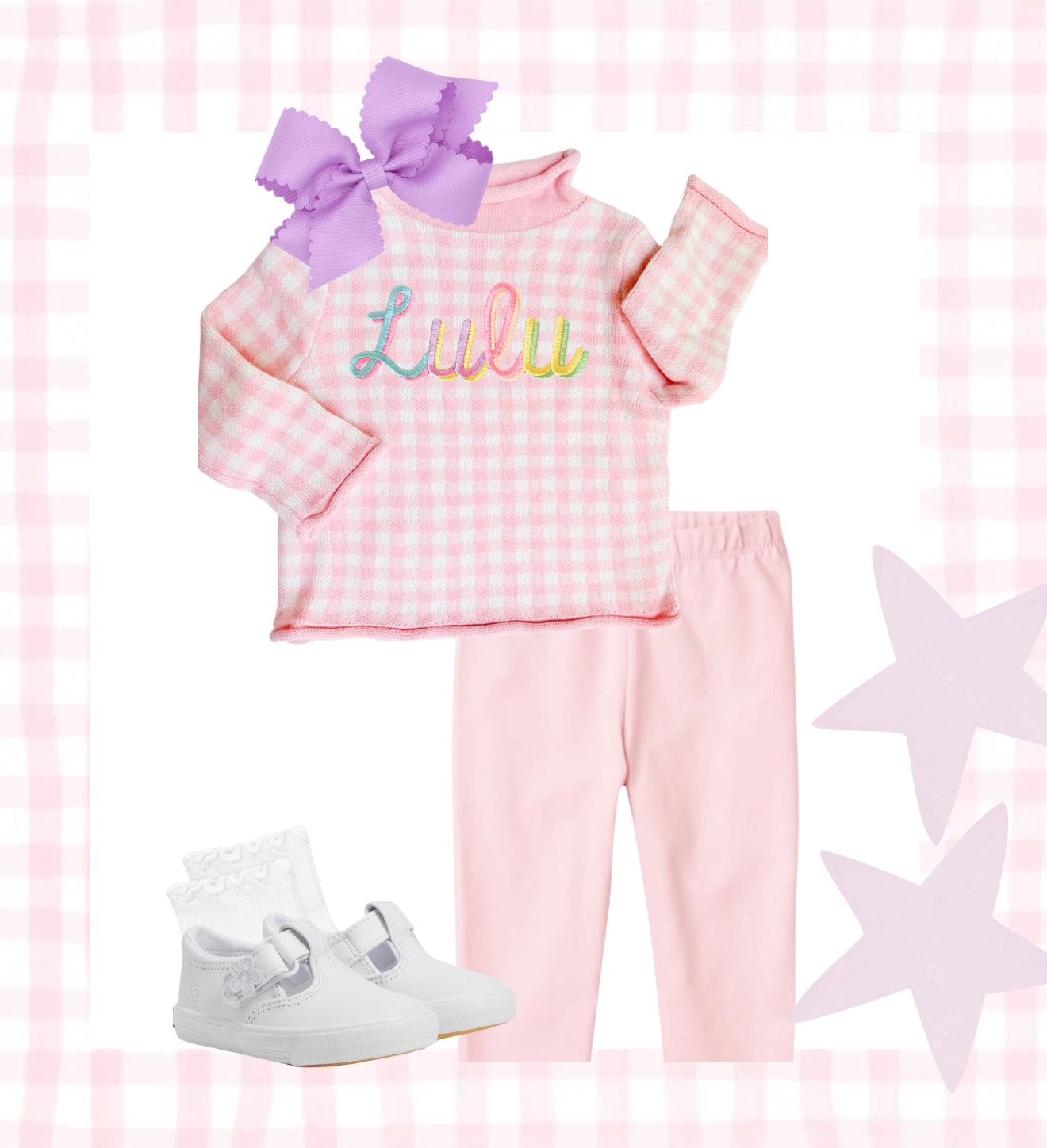 Pink Gingham Sweater