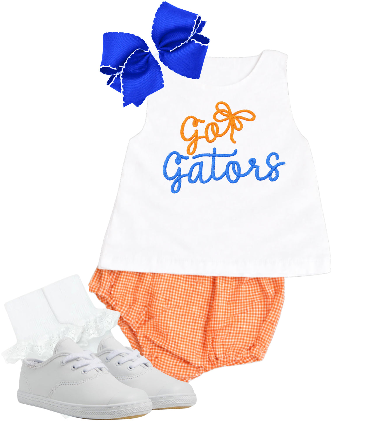 Orange gingham diaper set