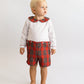Boy monogram plaid set