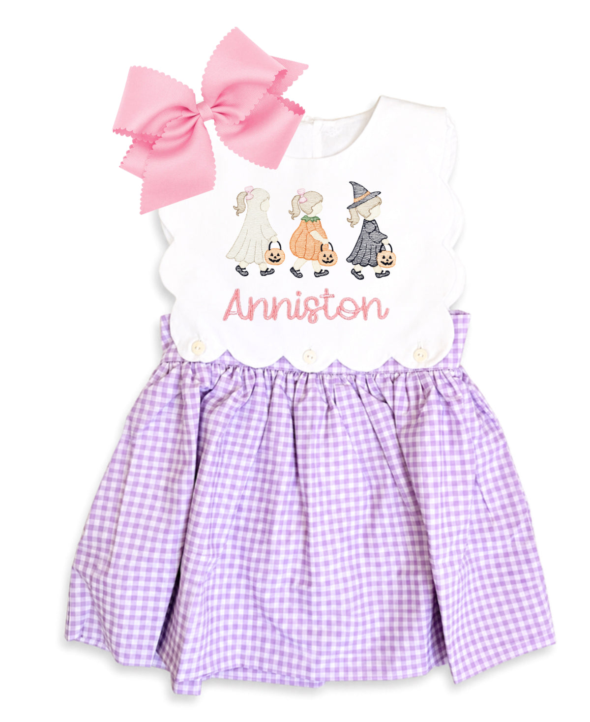 Lavender scallop gingham dress